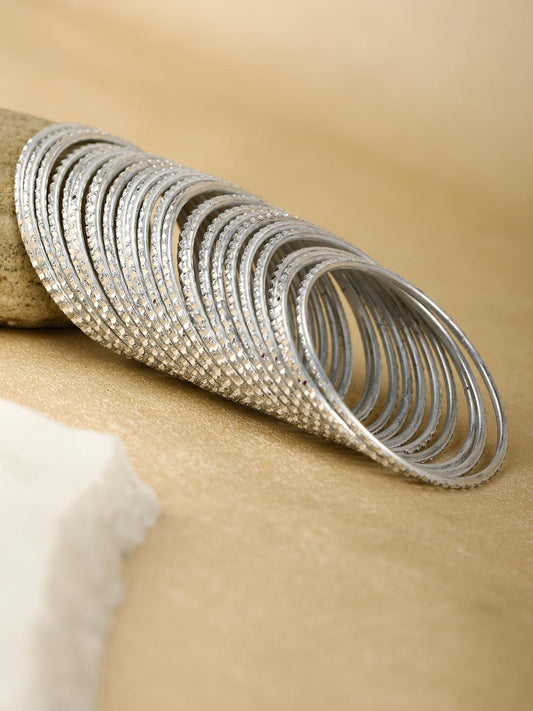 Priyaasi Women Set of 24 Silver Color Bangles - Grab2buy