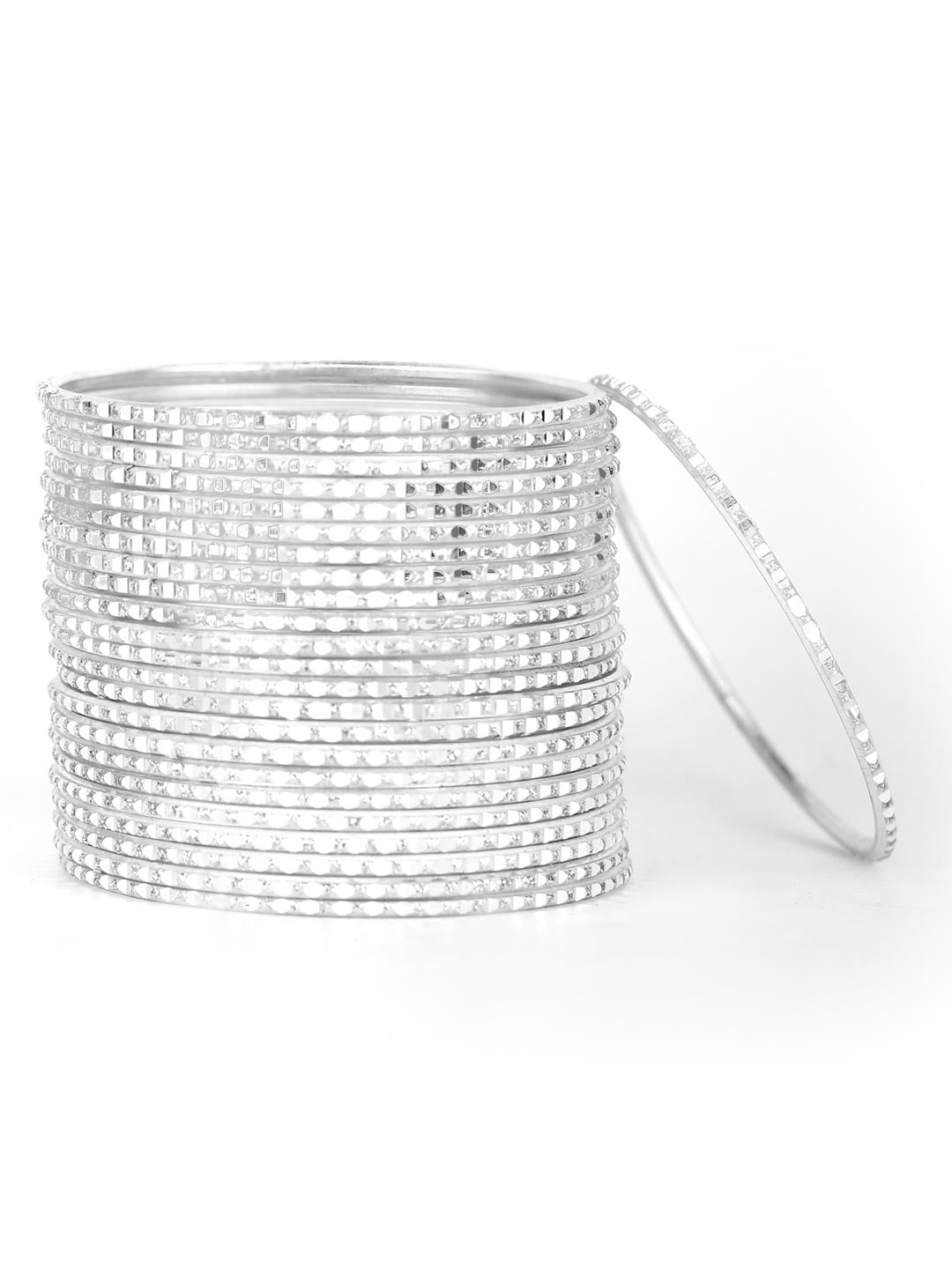 Priyaasi Women Set of 24 Silver Color Bangles 
