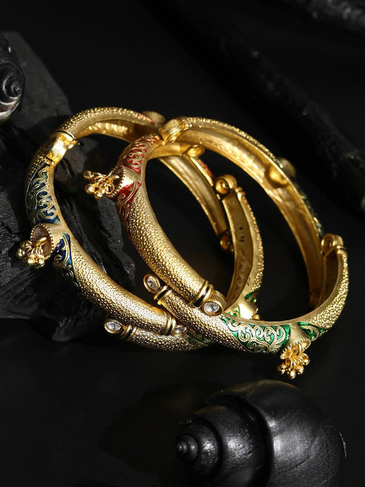 Priyaasi Women Multi-Color Ghungroo Gold-Polished Set of 2 Bangle Set | Grab2Buy