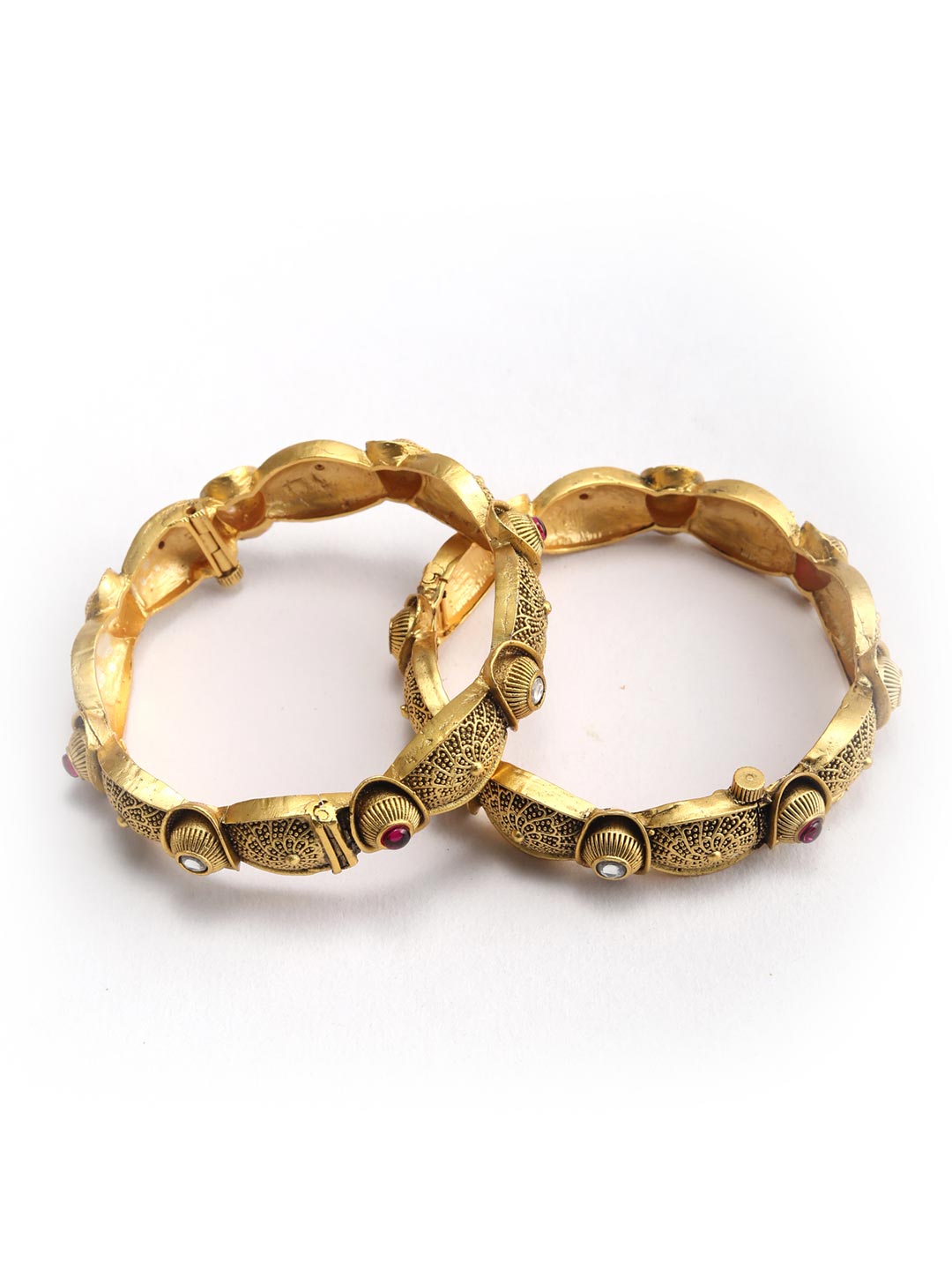 Priyaasi Women Artificial Stones Gold-Polished Set of 2 Bangle Set 