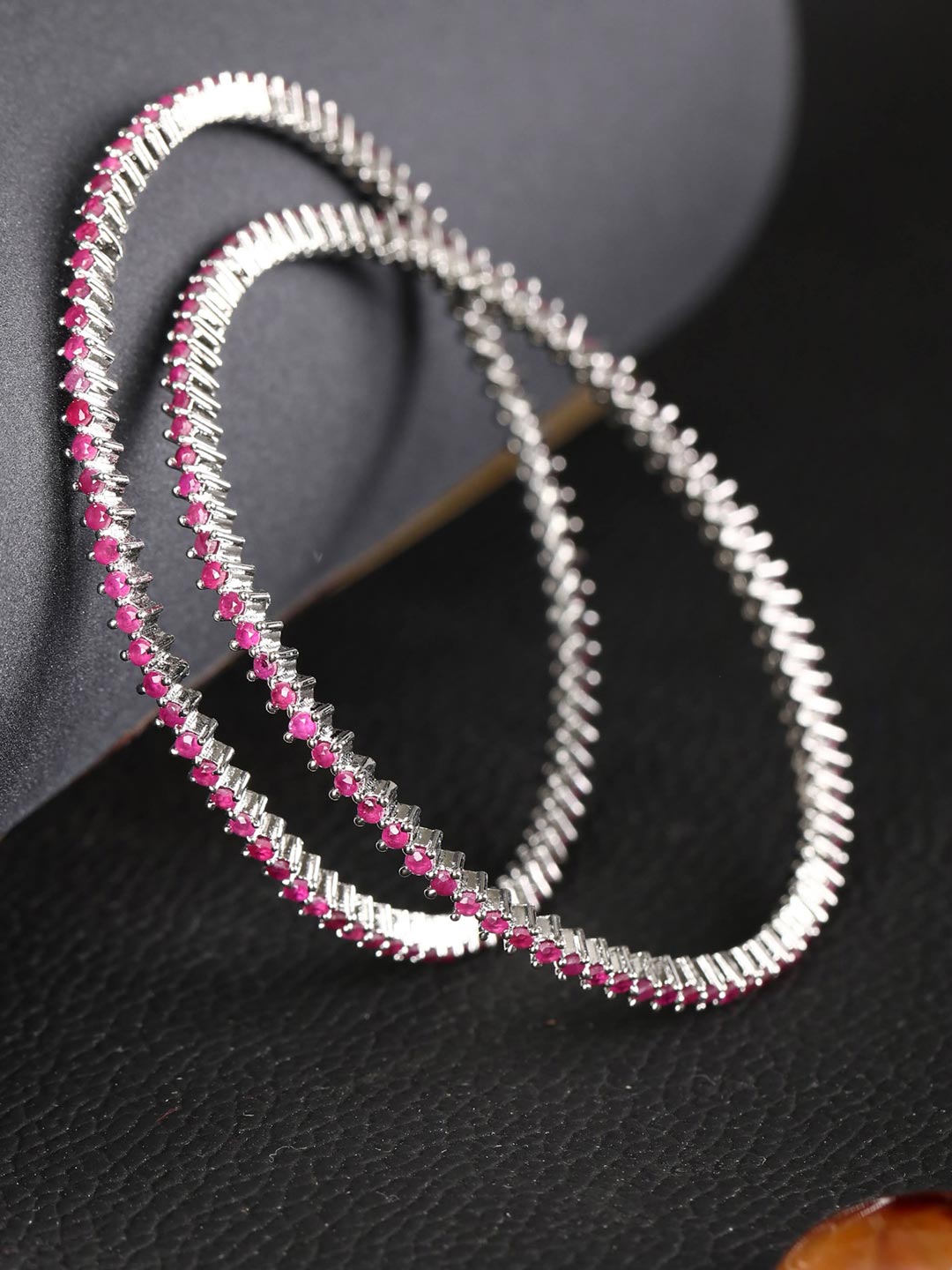 Priyaasi Women Purple Stones Silver Plated Bangles Set | Grab2Buy