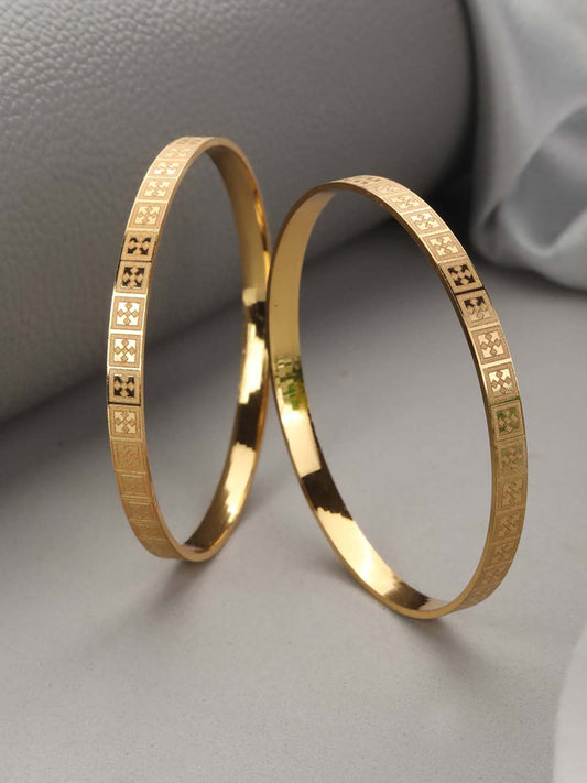 Priyaasi Women Set of 2 Gold-Polished Bangles Set 
