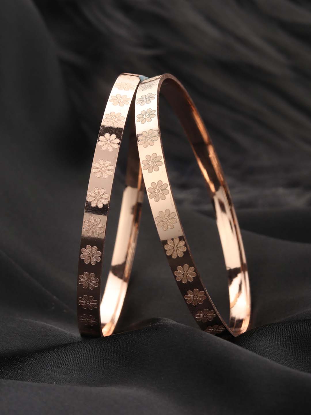 Priyaasi Women Set of 2 Rose Gold-Polished Bangles Set | Grab2Buy