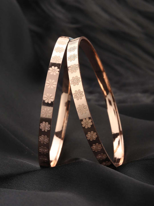 Priyaasi Women Set of 2 Rose Gold-Polished Bangles Set 