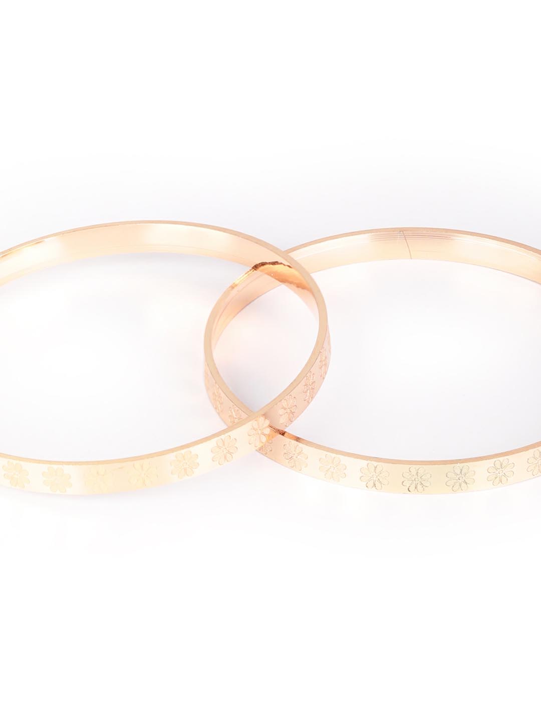 Priyaasi Women Set of 2 Rose Gold-Polished Bangles Set 