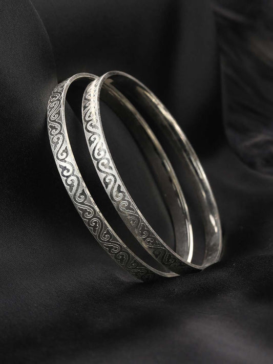 Priyaasi Women Set of 2 Silver Plated Bangles Set 