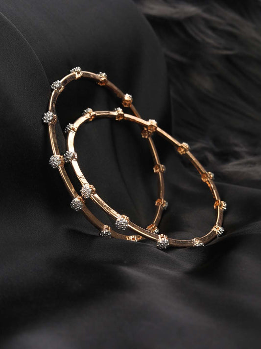 Priyaasi Women Set of 2 American Diamond Rose Gold-Polished Bangles Set | Grab2Buy