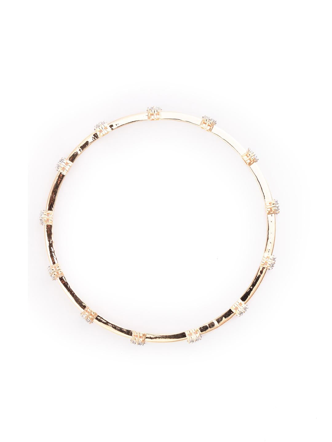 Priyaasi Women Set of 2 American Diamond Rose Gold-Polished Bangles Set 