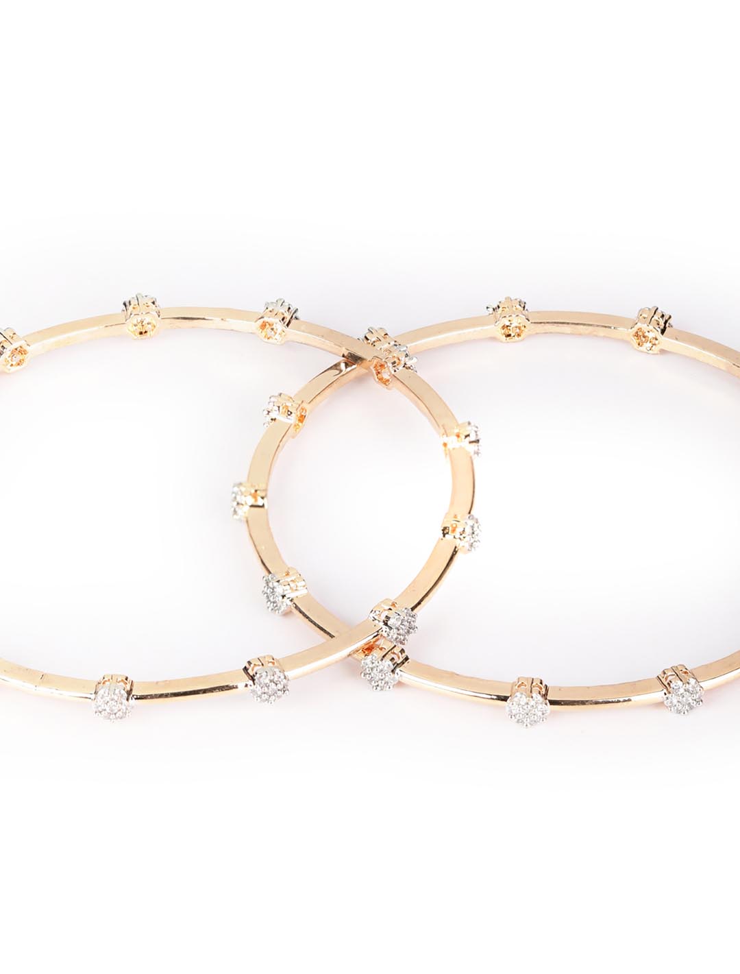 Priyaasi Women Set of 2 American Diamond Rose Gold-Polished Bangles Set 