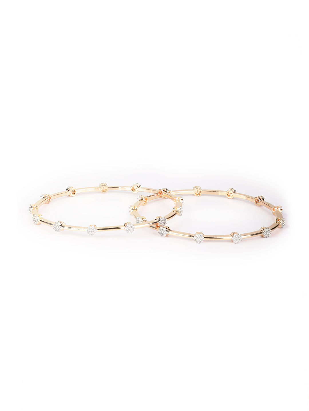 Priyaasi Women Set of 2 American Diamond Rose Gold-Polished Bangles Set 