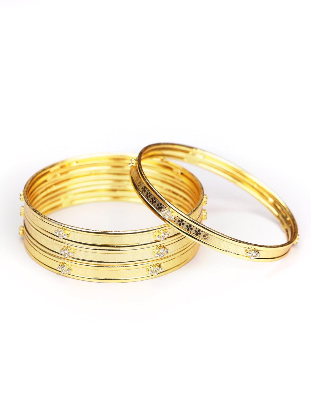 Priyaasi Women Set of 4 Gold-Polished Bangles Set 