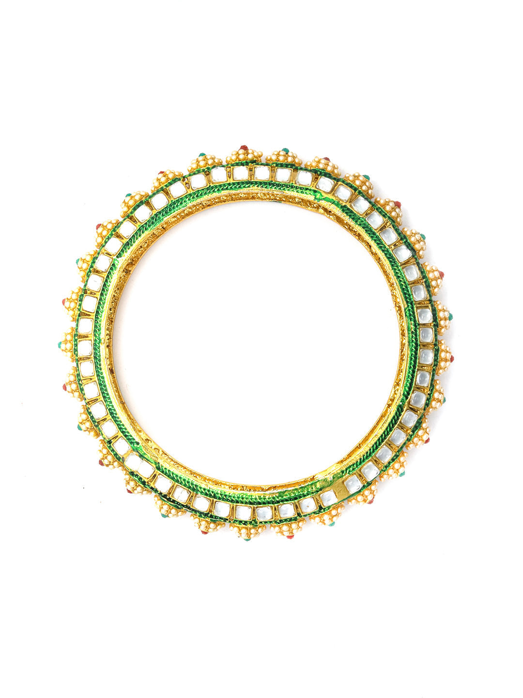 Priyaasi Women Multi Color Kundan Pearls Gold Platted Set Of 2 Bangles 