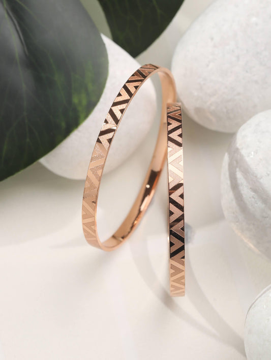 Priyaasi Women Rose Gold-Polished Set of 2 Bangle Set | Grab2Buy