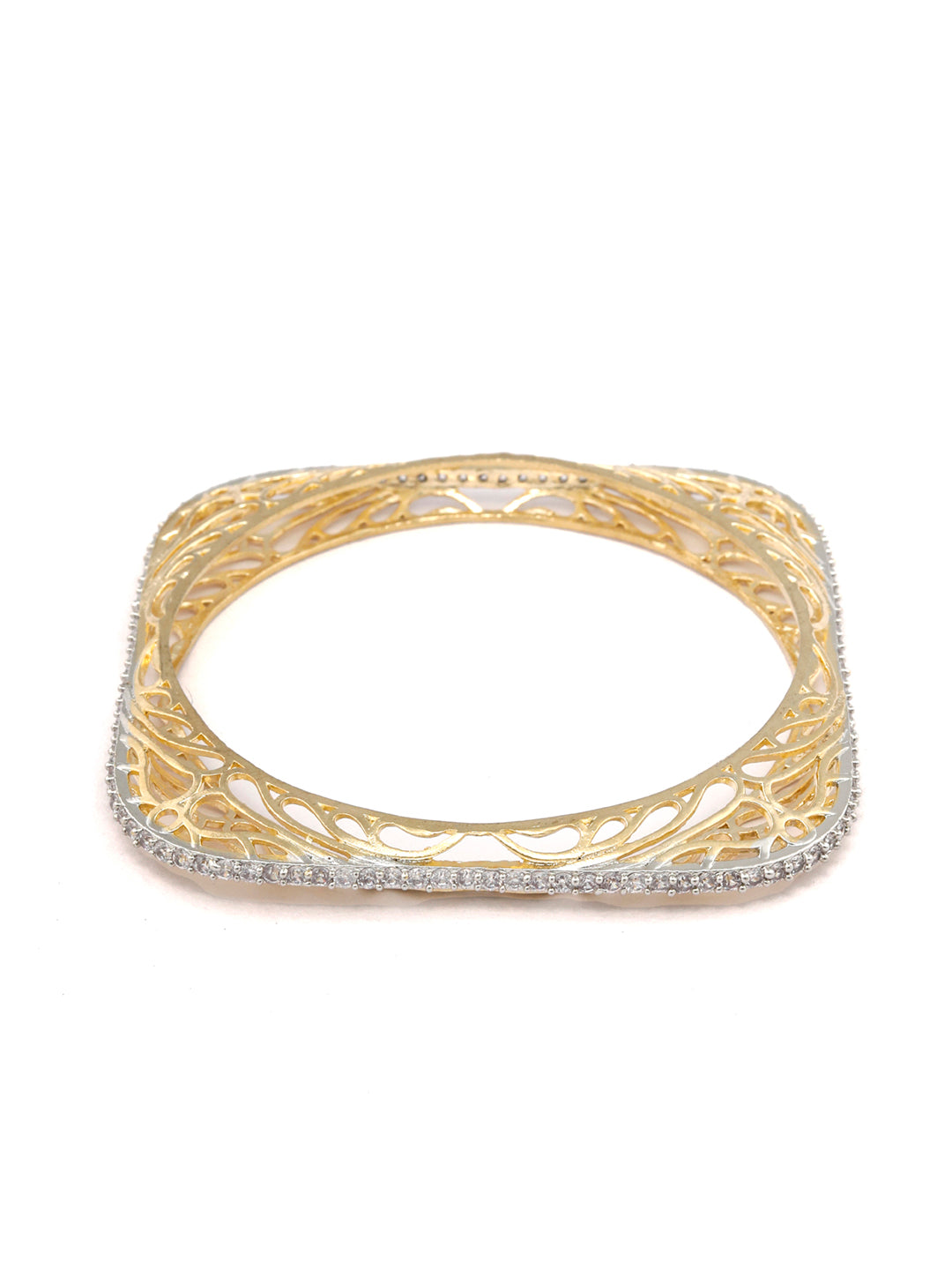 Priyaasi Women Square American Diamond Gold-Polished Set of 2 Bangles 