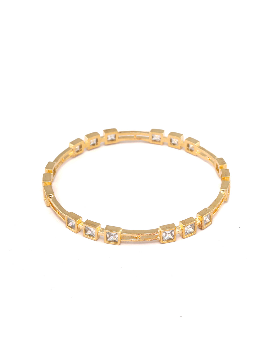 Priyaasi Women Contemporary American Diamond Gold-Polished Set of 2 Bangles 