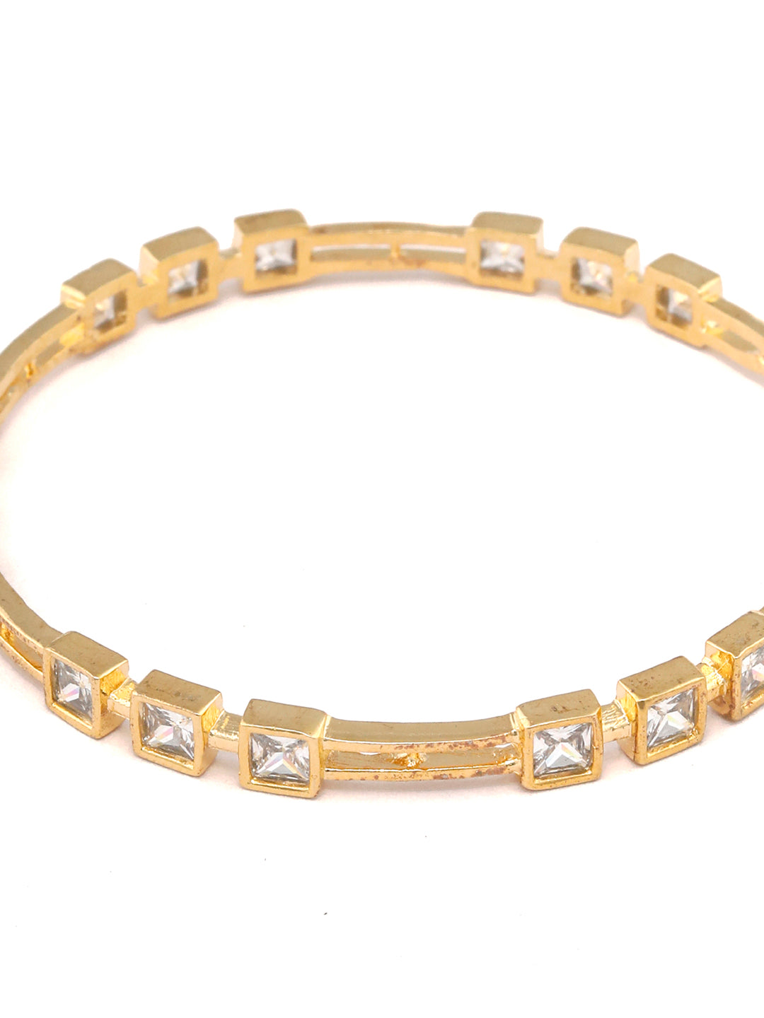 Priyaasi Women Contemporary American Diamond Gold-Polished Set of 2 Bangles 