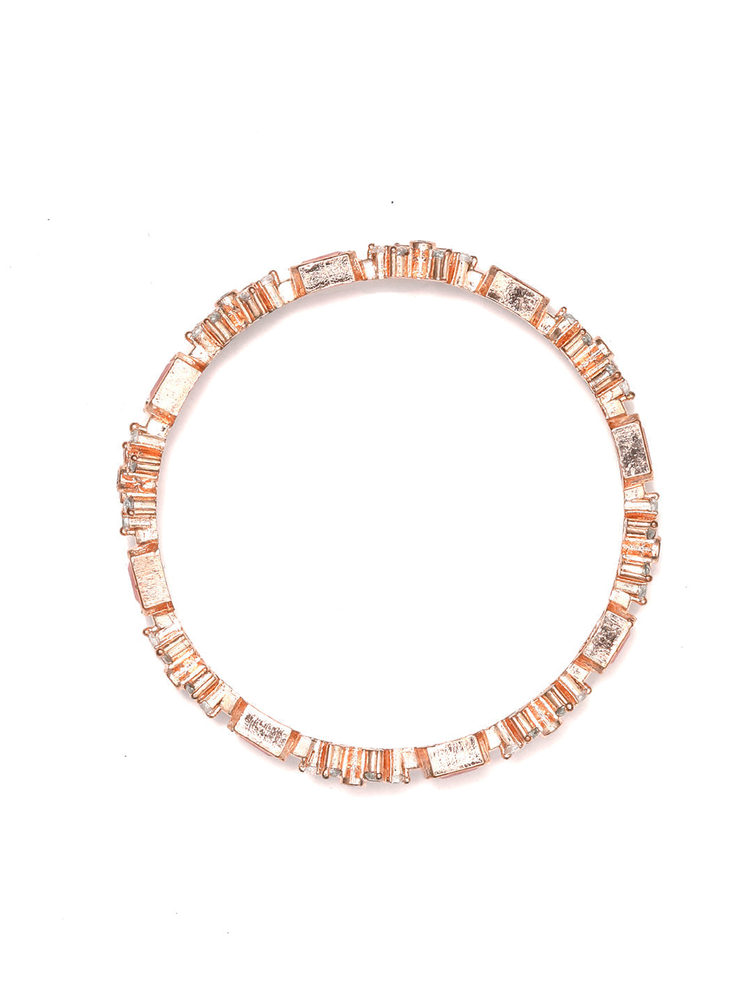 Priyaasi Women Pink American Diamond Rose Gold-Polished Set of 2 Bangles 