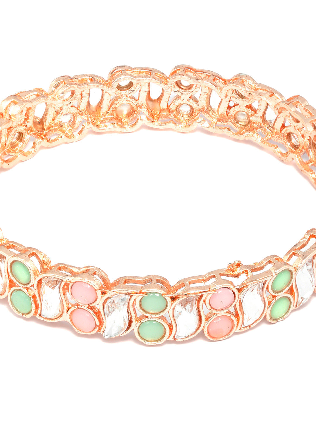 Priyaasi Women Rose Gold Multi Coloured Stones Set of 2 Bangles 