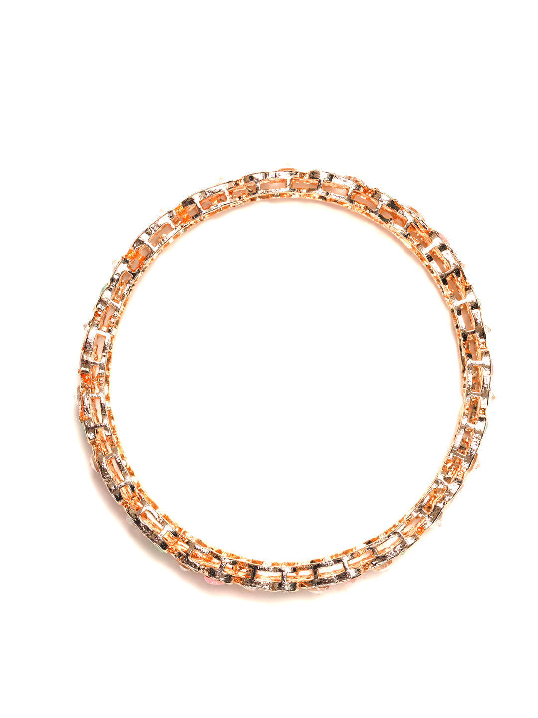 Priyaasi Women Rose Gold Multi Coloured Stones Set of 2 Bangles 