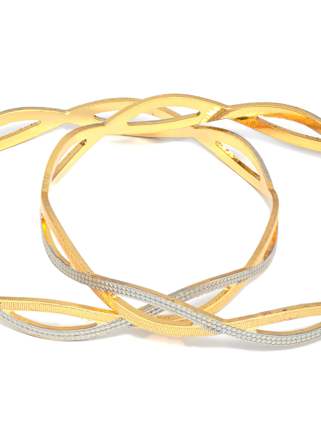 Priyaasi Women Dual Toned Wavy Patterned Set of 2 Bangles 