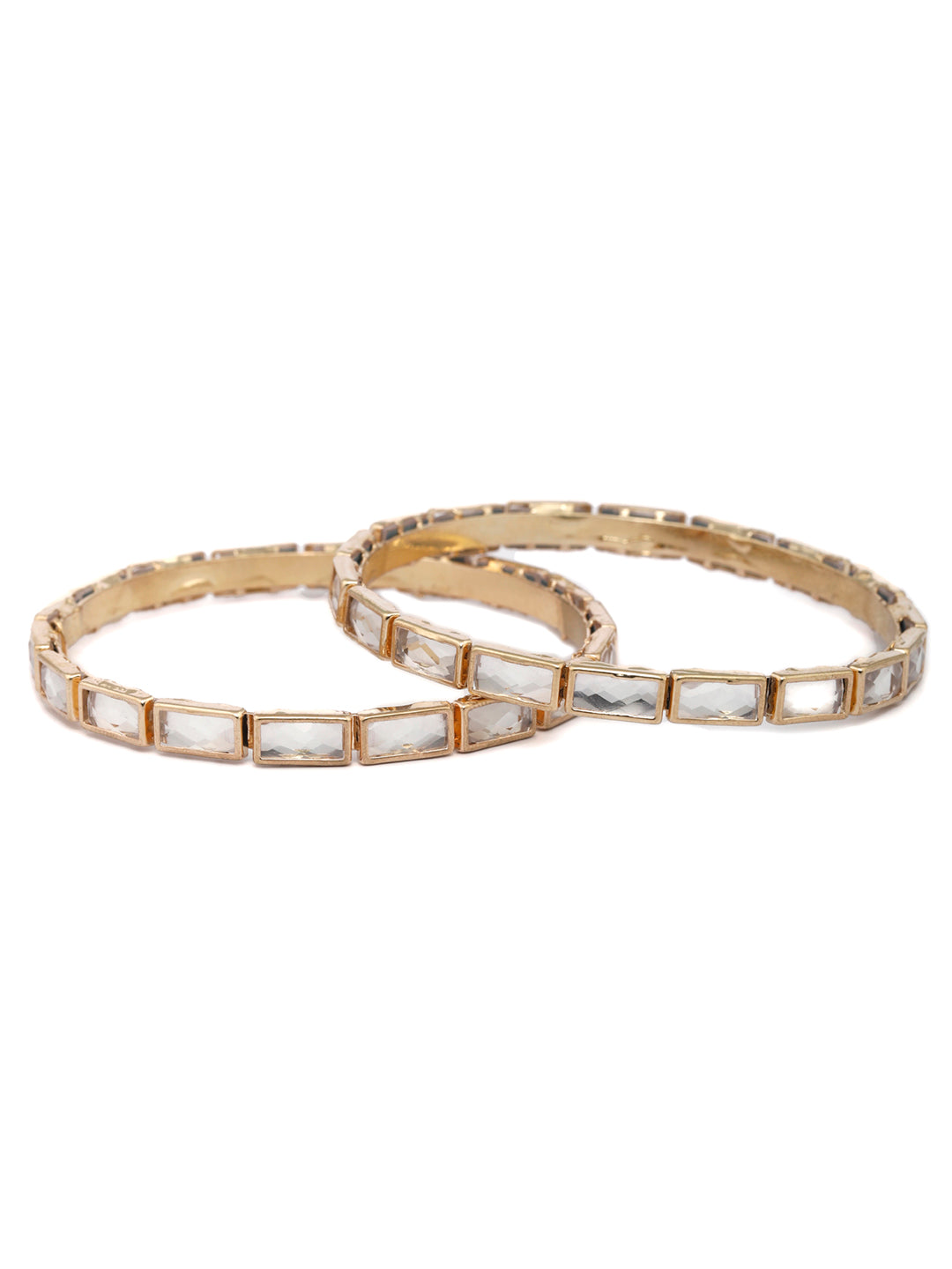 Priyaasi Women Elegant Stone Studded Gold-Polished Set of 2 Bangles 