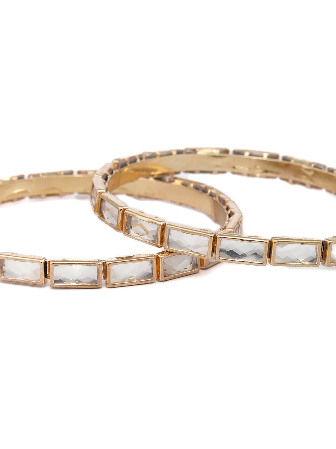 Priyaasi Women Elegant Stone Studded Gold-Polished Set of 2 Bangles 