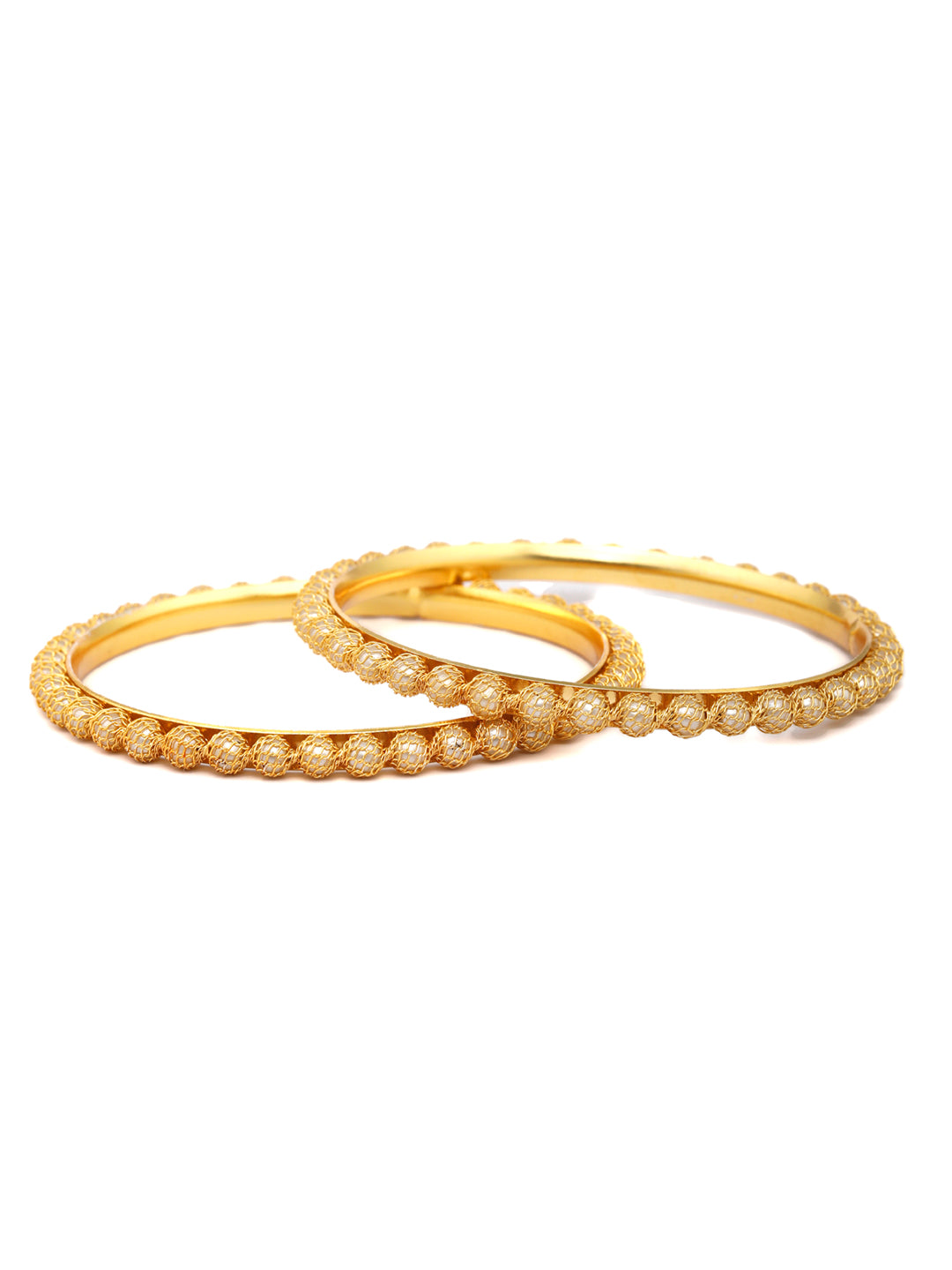 Priyaasi Women Gold-Polished Pearls Studded Set of 2 Bangles 