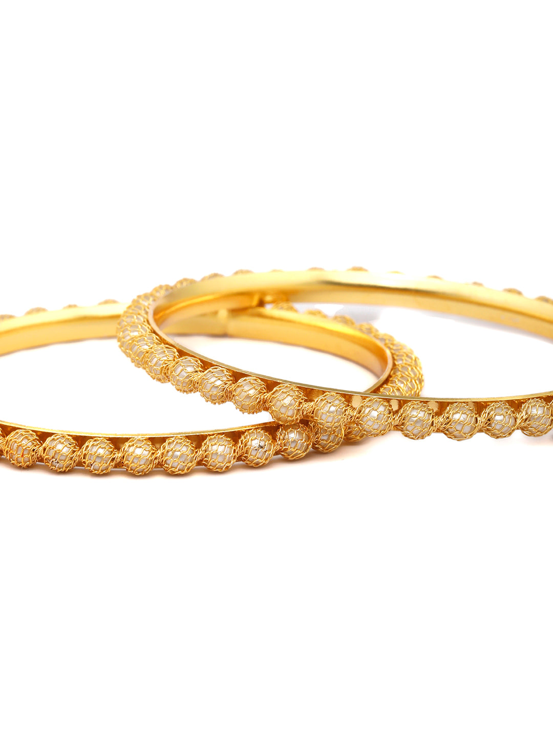 Priyaasi Women Gold-Polished Pearls Studded Set of 2 Bangles 