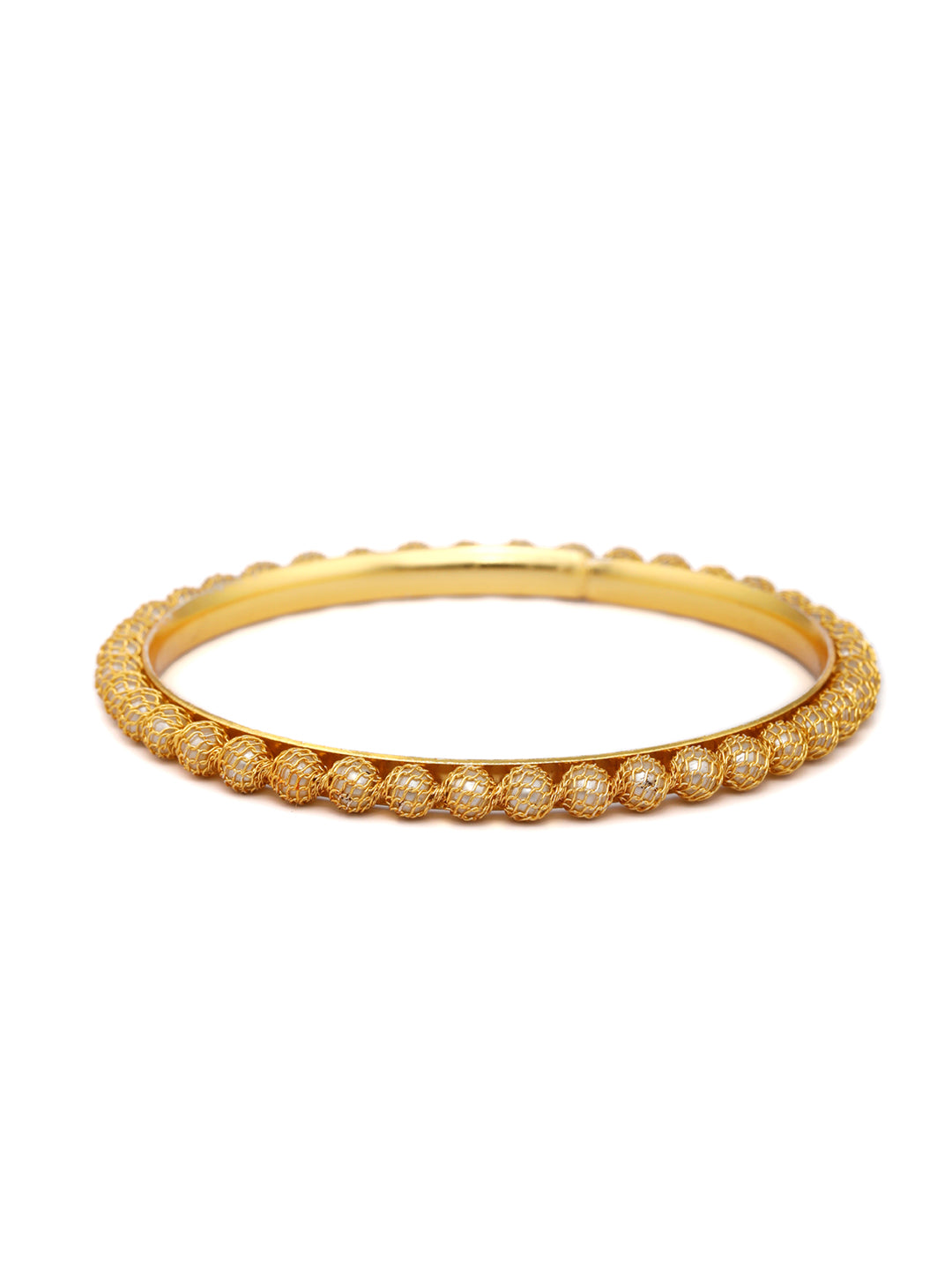 Priyaasi Women Gold-Polished Pearls Studded Set of 2 Bangles 