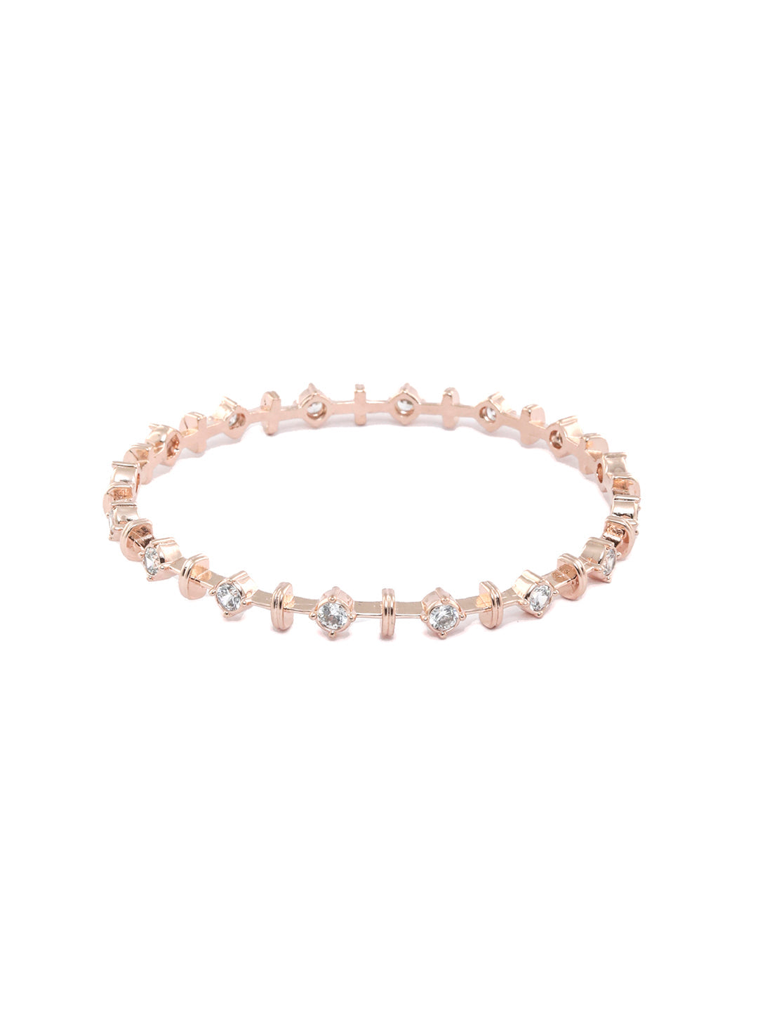 Priyaasi Women Contemporary American Diamond Rose Gold Bangles Set of 2 