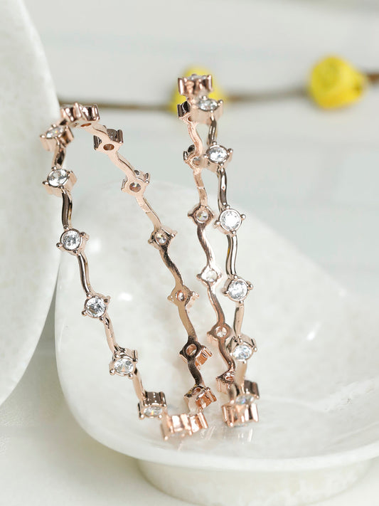 Priyaasi Women Elegant American Diamond Rose Gold Bangles Set of 2 | Grab2Buy
