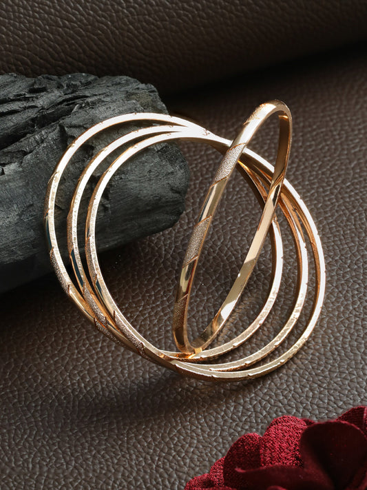 Priyaasi Women Classic Rose Gold-Polished Bangle Set of 4 | Grab2Buy
