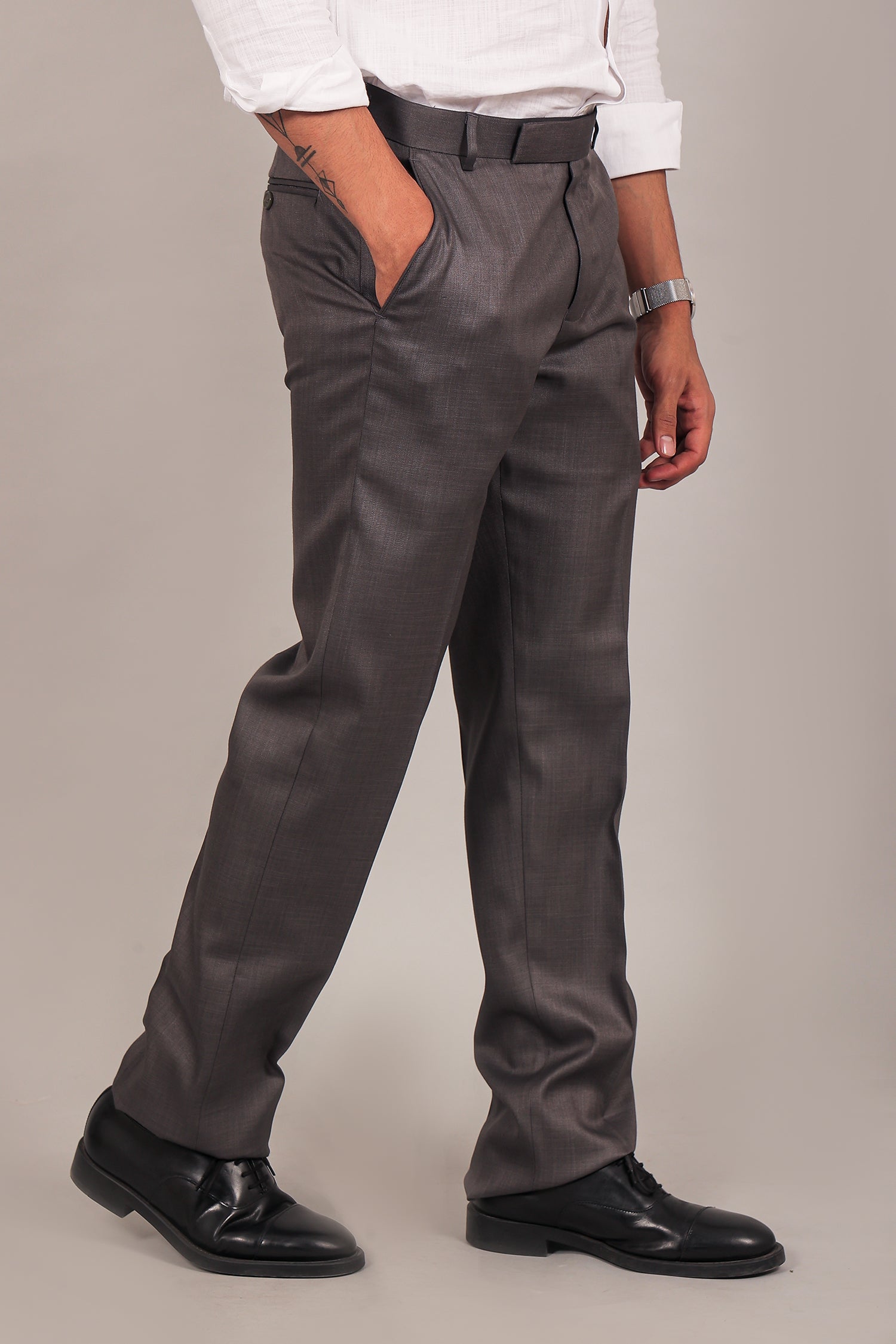 Bluebird Men's Dark Grey Formal Trousers 