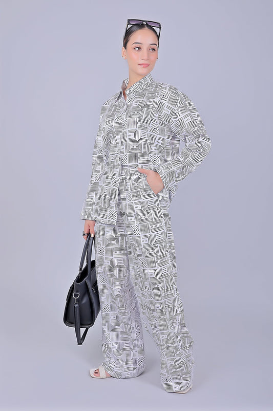 Bluebird Women's Printed Co-ord Set Black and White 
