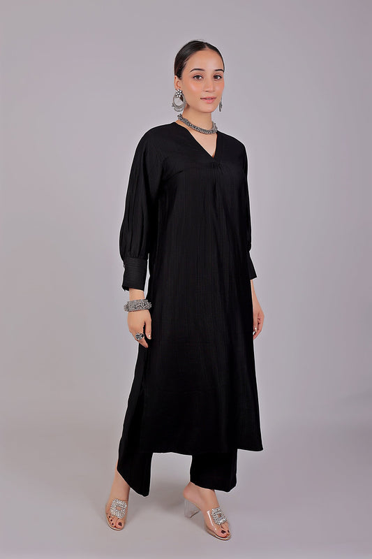 Bluesaanchi Women's Black Kurti With Trouser Pajama Set | Swadesiicart