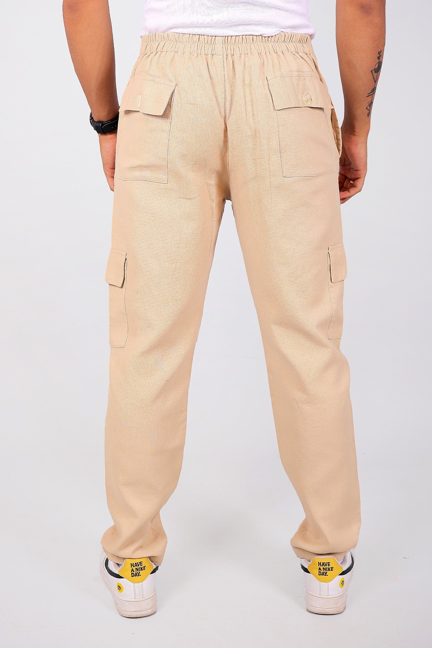 Bluebird Men's Slim Fit Cotton Cargo Pant Beige 
