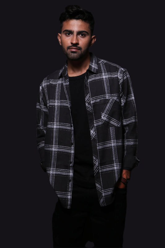 Jonesburg Men's Black Checks Regular Fit Shirt
