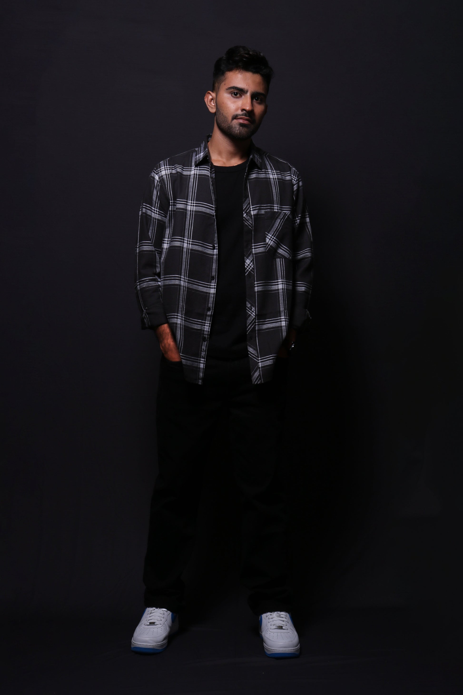 Jonesburg Men's Black Checks Regular Fit Shirt