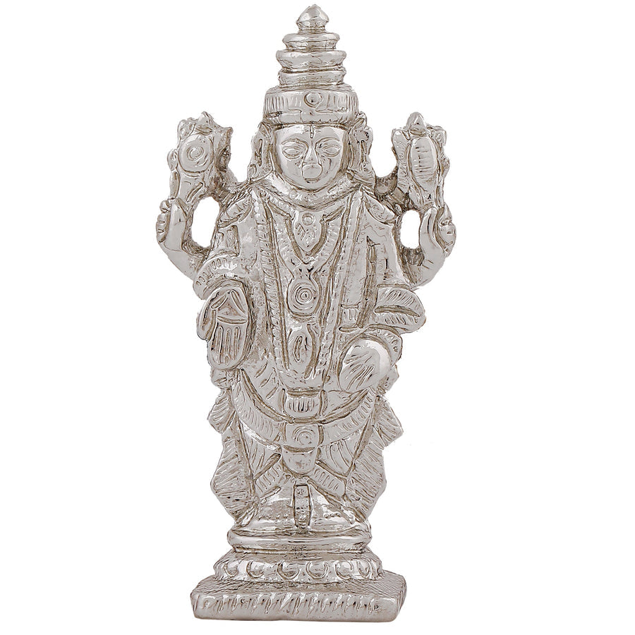 Estele Rhodium Plated Lord Tirupati Balaji Idol Showpiece for Pooja Mandir/ Home Decorative 