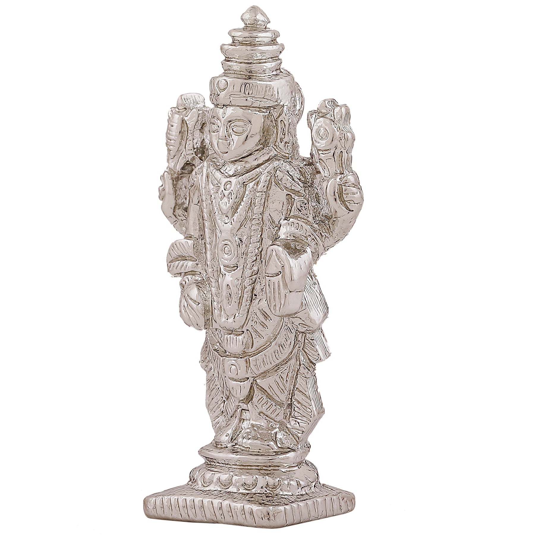 Estele Rhodium Plated Lord Tirupati Balaji Idol Showpiece for Pooja Mandir/ Home Decorative 