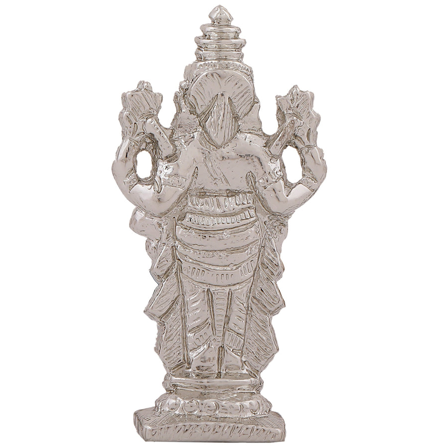 Estele Rhodium Plated Lord Tirupati Balaji Idol Showpiece for Pooja Mandir/ Home Decorative 