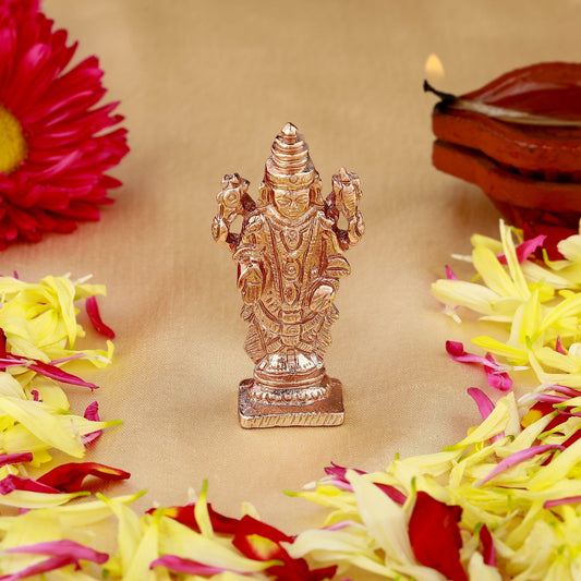 Estele Pink/ Rose Gold-Polished Lord Tirupati Balaji Idol Showpiece for Pooja Mandir/ Home Decorative 