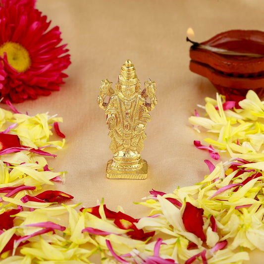 Estele Gold-Polished Lord Tirupati Balaji Idol Showpiece for Pooja Mandir/ Home Decorative
