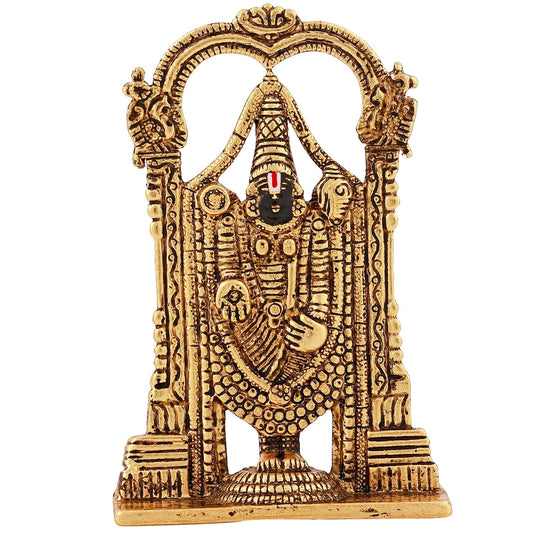 Estele Gold-Polished Lord Tirupati Balaji Idol Showpiece for Pooja Mandir/ Home Decorative Estele Accessories
