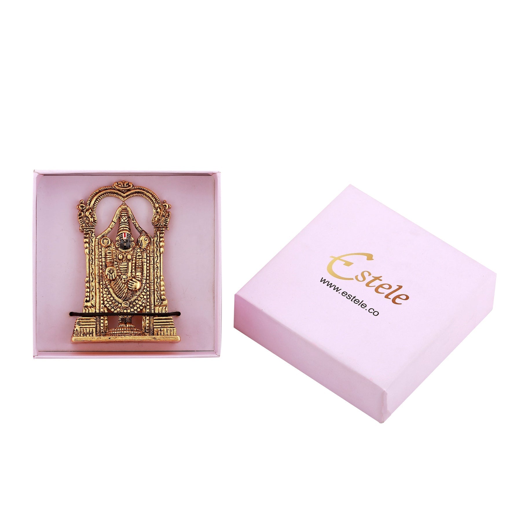 Estele Gold-Polished Lord Tirupati Balaji Idol Showpiece for Pooja Mandir/ Home Decorative Estele Accessories