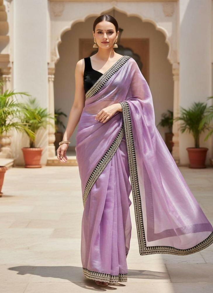 Joban Fashion Wine Soft twill Net Party Wear Sarees