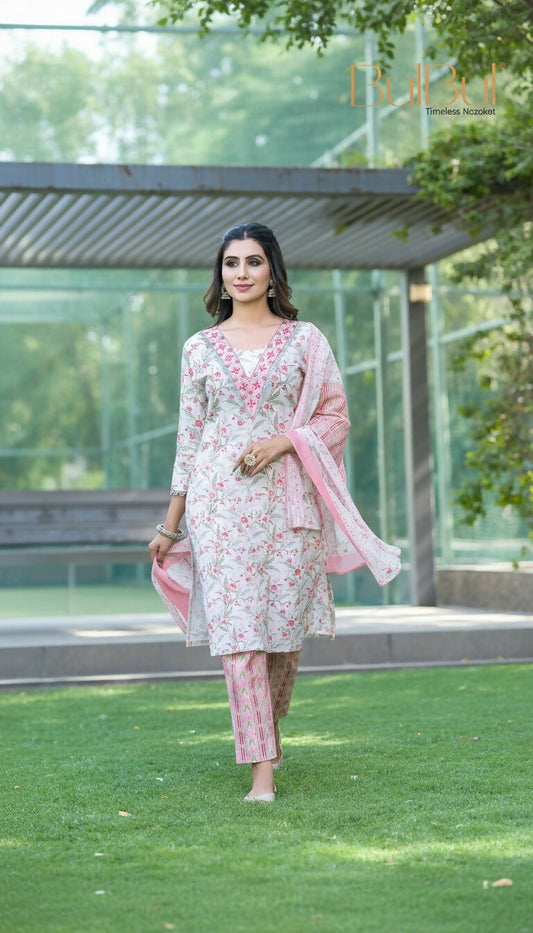 BulBul Fashionista Cotton Red Kurta Set with Dupatta