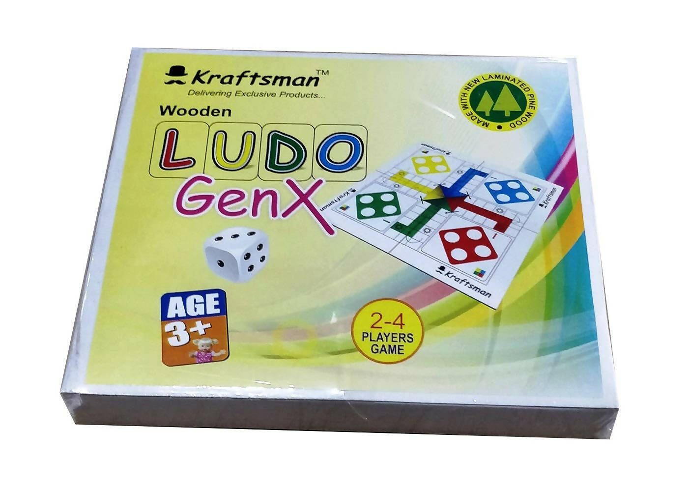 Kraftsman Wooden Portable Ludo Board Game for Kids and Adults (11×11 Inches) | Travel Pouch Included for Pawns and Dice - Grab2buy