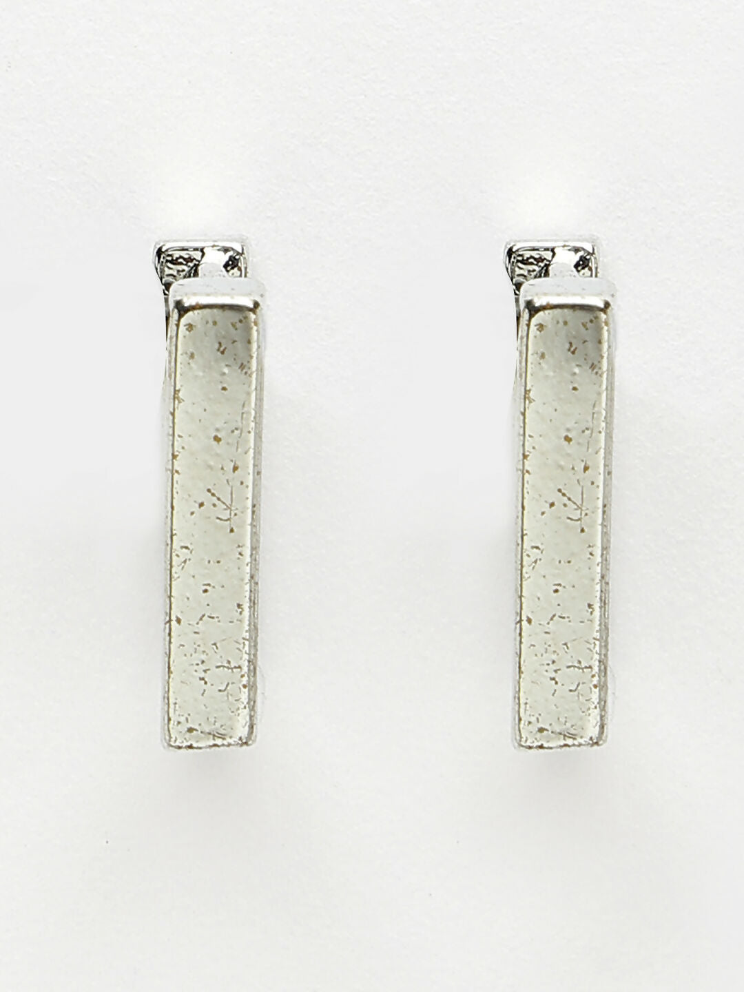 NVR Men's Silver-Plated Geometric Shape Stainless Steel Hoop Earrings - Grab2buy