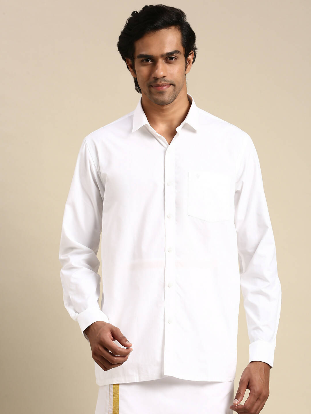 Ramraj Cotton Mens Full Sleeve White Shirt Plus Size - Pure Cotton 